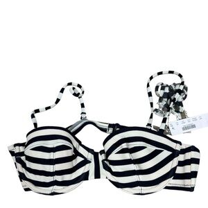 J. Crew Classic Stripe Underwire Bikini Top Sz
34A NEW Convertible Blue/White